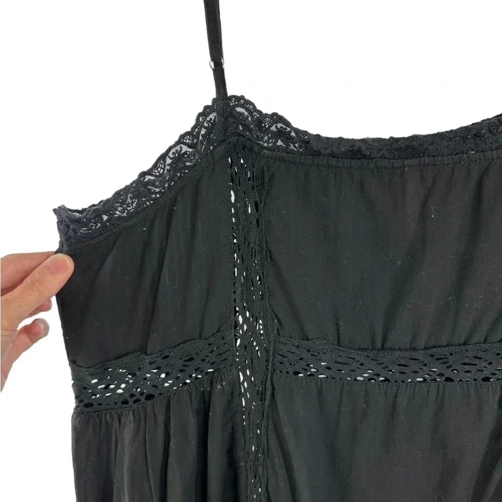 Free People 100% Cotton Black This is‎ It Slip Midi Dress size Medium Whimsigoth - Picture 8 of 10